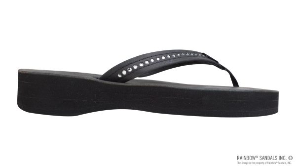Four Layer Leather Wedge 3/4 Strap with Crystals