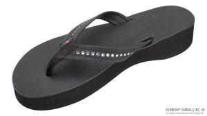 Four Layer Leather Wedge 3/4 Strap with Crystals