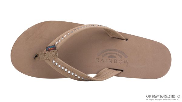 Crystal Collection Double Layer Arch Support Leather 3/4 Medium Strap w/ Crystals