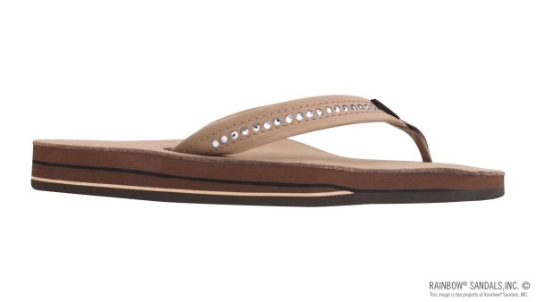 Crystal Collection Double Layer Arch Support Leather 3/4 Medium Strap w/ Crystals
