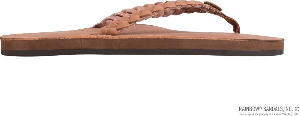 Rainbow Sandals Women's Single Layer Classic Leather w/Double Braided Strap. Tan/Brown. Ladies Small / 5.5-6.5 B(M) US | Flip-Flops