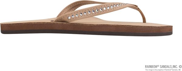 Rainbow Sandals Women's Single Layer Premier Leather w/Swarovski Crystal Narrow Strap. Sierra Brown. Ladies 19.5-15 B(M) US | Flip-Flops
