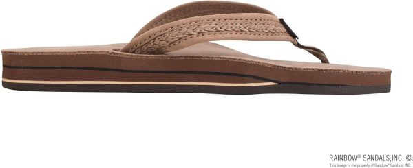 Rainbow Sandals The Willow - Double Layer Leather Dark Brown Sandal with Double Braided 3/4trap. Ladies. X-Large. 8.5-9.5 D(M) US | Flats