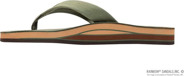 Rainbow Sandals Men's Double Layer Leather Sandal. Forest Green w/Fawn Midsole. Small / 7.5-8.5 B(M) US | Sandals