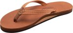 Rainbow Sandals Ladies Luxury Leather - Single Layer Arch Support With 1arrow Strap. Tahitian Tan. Ladies Size Small / 5.5-6.5 | Flats