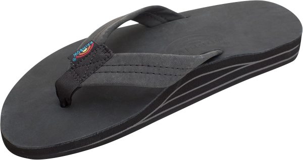Rainbow Sandals Men's Premier Leather Double Layer with Arch Wide Strap. Premier Black. Small / 7.5-8.5 D(M) US | Sandals