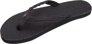 Rainbow Sandals Women's Single Layer Hemp Flirty Braidy. Black. Ladies Small / 5.5-6.5 B(M) US | Flats