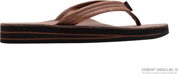 Rainbow Sandals Ladies Luxury Leather - Double Layer Arch Support with 3/4edium Straps. Oak. Ladies Large / 7.5-8.5 | Sandals