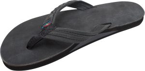 Rainbow Sandals Madison - Single Layer Arch Support with 3/4raided Strap. Premier Black. Ladies Large/7.5-8.5 B(M) US | Flip-Flops