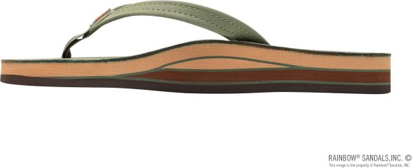 Rainbow Sandals Women's Double Layer Leather Sandal. Forest Green w/Fawn Midsole. X-Large / 8.5-9.5 B(M) US | Flats