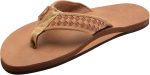 Rainbow Sandals Mens The Bentley Luxury Leather - Single Layer Arch Hand Woven Strap. Buckskin. Mens Size 8.5-9.5 | Sandals