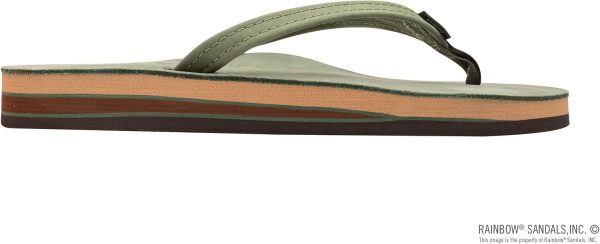 Rainbow Sandals Women's Double Layer Leather Sandal. Forest Green w/Fawn Midsole. X-Large / 8.5-9.5 B(M) US | Flats