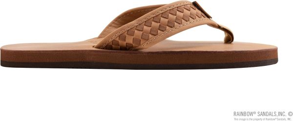 Rainbow Sandals Mens The Bentley Luxury Leather - Single Layer Arch Hand Woven Strap. Buckskin. Mens Size 8.5-9.5 | Sandals