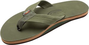 Rainbow Sandals Men's Single Layer Leather Sandal. Forest Green w/Fawn Midsole. Medium / 8.5-9.5 B(M) US | Sandals