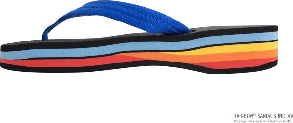 Rainbow Sandals Women's Four Layer Wedge Rubber w/EVA Filled  3/4ylon Strap. Blue/Rainbow. Ladies Medium / 6.5-7.5 B(M) US | Platforms & Wedges