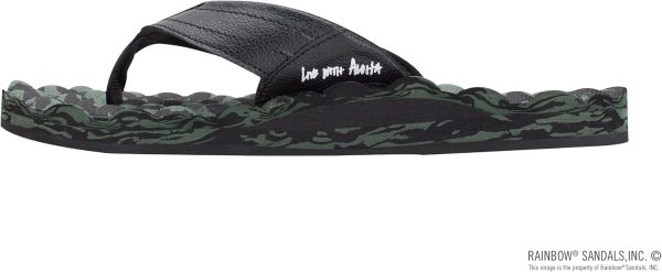 Rainbow Sandals Men's Rubber Single Layer Holoholo. Black Green. Men's 8 | Sandals