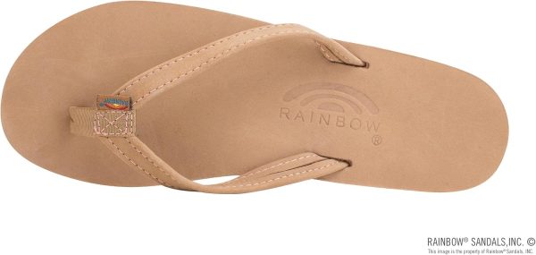 Rainbow Sandals Women's Single Layer Premier Leather w/Melon Midsole/Narrow Strap Sandal. Sierra Brown/Melon. Ladies Small / 5.5-6.5 B(M) US | Flats