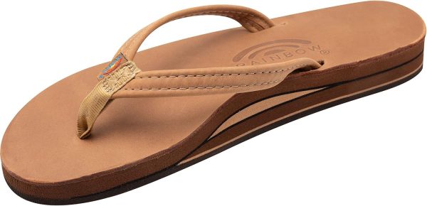 Rainbow Sandals Womens Luxury Leather - Double Layer Arch Support with 1arrow Straps. Buckskin. Womens size M / 6.5-7.5 | Sandals