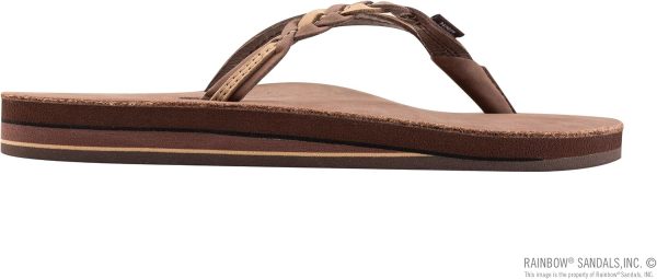 Rainbow Sandals Women's Double Layer Flirty Braidy Premier Leather w/Single Braided Strap. Expresso/Sierra Brown. Ladies Medium / 6.5-7.5 B(M) US | Shoes