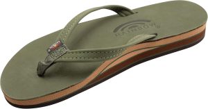 Rainbow Sandals Women's Double Layer Leather Sandal. Forest Green w/Fawn Midsole. X-Large / 8.5-9.5 B(M) US | Flats