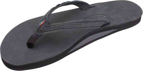 Rainbow Sandals Madison - Single Layer Arch Support with a Braid on a 1arrow Strap. Premier Black. Ladies X-Large | Flip-Flops