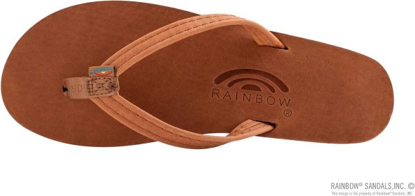Rainbow Sandals Ladies Luxury Leather - Single Layer Arch Support With 1arrow Strap. Tahitian Tan. Ladies Size Small / 5.5-6.5 | Flats