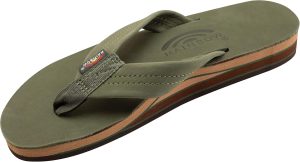 Rainbow Sandals Women's Double Layer Leather Sandal. Forest Green w/Fawn Midsole. Ladies 19.5-15 B(M) US | Sandals