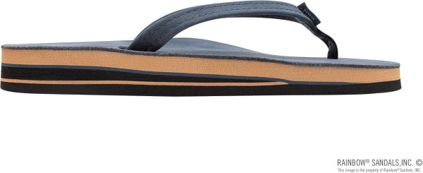 Rainbow Sandals Women's Double Layer Leather Sandal. Navy w/Fawn Midsole. Ladies 115-15 B(M) US | Flats