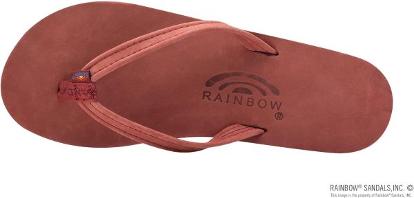 Rainbow Sandals Women's Single Layer Leather Sandal. Cognac w/Fawn Midsole. Medium / 6.5-7.5 B(M) US | Flats