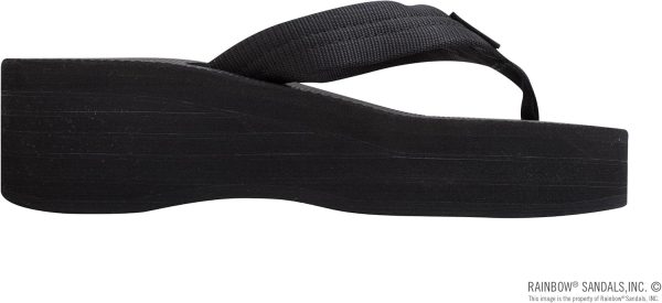 Rainbow Sandals Women's Six Layer Wedge Rubber 1VA Filled Nylon Strap. Rainbow/Black. Ladies Small / 5.5-6.5 B(M) US | Platforms & Wedges