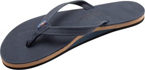 Rainbow Sandals Women's Single Layer Leather Sandal. Navy w/Fawn Midsole. X-Large / 8.5-9.5 B(M) US | Flats