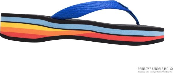 Rainbow Sandals Women's Four Layer Wedge Rubber w/EVA Filled  3/4ylon Strap. Blue/Rainbow. Ladies Medium / 6.5-7.5 B(M) US | Platforms & Wedges