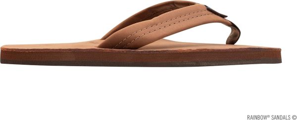 Rainbow Sandals Men's Leather Single Layer Wide Strap with Arch. Redwood. Men's X-Large / 11D(M) US | Sandals