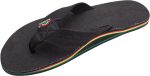 Rainbow Sandals Hemp Rasta - Single Layer Black Hemp with Rastafarian Colorded Mid Sole. Mens. Large 9.5-15 D(M) US | Sandals