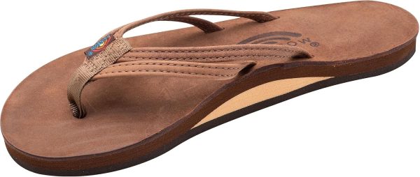 Rainbow Sandals Ladies The Sand Piper Luxury Leather - Single Layer Arch Hand Woven Strap. Nogales Wood. Ladies Large. 7.5-8.5 D(M) US | Flats