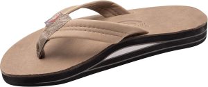 Rainbow Sandals Mens Luxury Leather - Double Layer Arch Support with 1trap. Stone Grey. Mens size L / 9.5-15 | Sandals