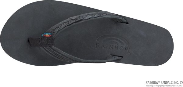 Rainbow Sandals Madison - Single Layer Arch Support with a Braid on a 1arrow Strap. Premier Black. Ladies X-Large | Flip-Flops