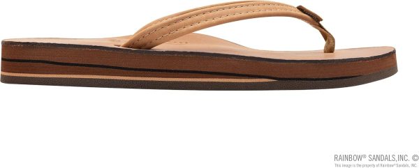 Rainbow Sandals Womens Luxury Leather - Double Layer Arch Support with 1arrow Straps. Buckskin. Womens size M / 6.5-7.5 | Sandals