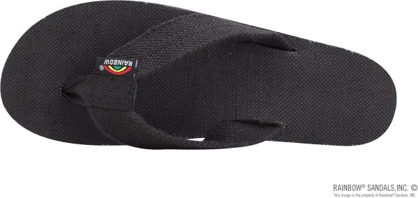 Rainbow Sandals Women's Single Layer Hemp. Black w/Rasta Mid Sole. Ladies. Medium 6.5-7.5 D(M) US | Flip-Flops