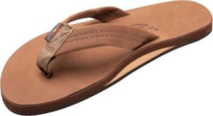 Rainbow Sandals Men's Leather Single Layer Wide Strap with Arch. Redwood. Men's X-Large / 11D(M) US | Sandals