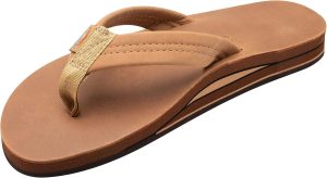 Rainbow Sandals Mens Luxury Leather - Double Layer Arch Support with 1trap. Buckskin. Mens size L / 9.5-15 | Sandals
