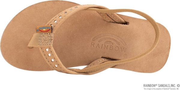 Rainbow Sandals Kid's Single Layer Premier Leather w/Narrow Crystal Strap. Sierra Brown. w/backstraps Kid's 3-4 B(M) US | Flats