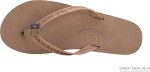 Rainbow Sandals Ladies Las Flores - Single Layer Premier Leather with a Floral 1arrow Strap. Dark Brown. Ladies 5.5-6.5 | Flats