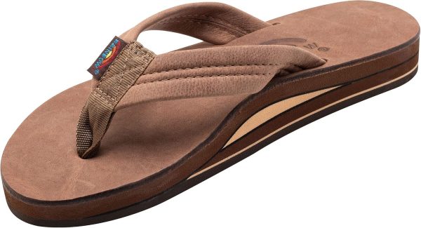 Rainbow Sandals Ladies Luxury Leather - Double Layer Arch Support with 1trap. Nogales Wood. Ladies size S / 5.5-6.5 | Flip-Flops