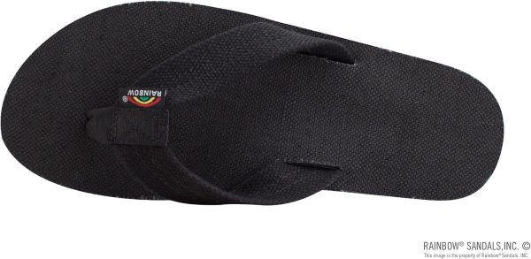 Rainbow Sandals Hemp Rasta - Single Layer Black Hemp with Rastafarian Colorded Mid Sole. Mens. Large 9.5-15 D(M) US | Sandals