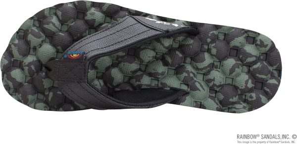 Rainbow Sandals Men's Rubber Single Layer Holoholo. Black Green. Men's 8 | Sandals