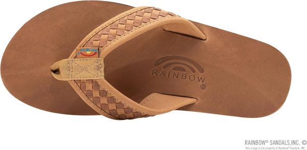 Rainbow Sandals Mens The Bentley Luxury Leather - Single Layer Arch Hand Woven Strap. Buckskin. Mens Size 8.5-9.5 | Sandals