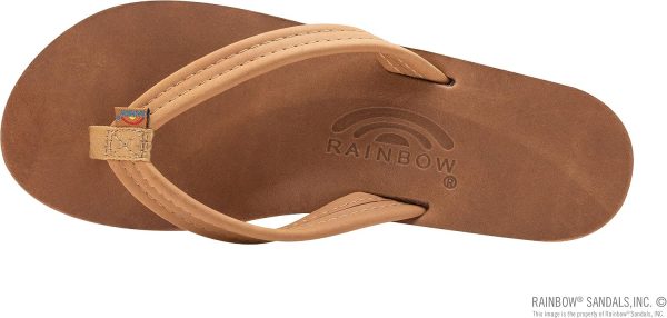 Rainbow Sandals Ladies Luxury Leather - Single Layer Arch Support with a 3/4edium Strap Buckskin. Ladies size M / 6.5-7.5 | Flats