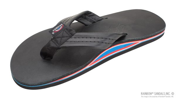 The Americana  Men's Single Layer Classic Leather with Red White & Blue Mid Sole