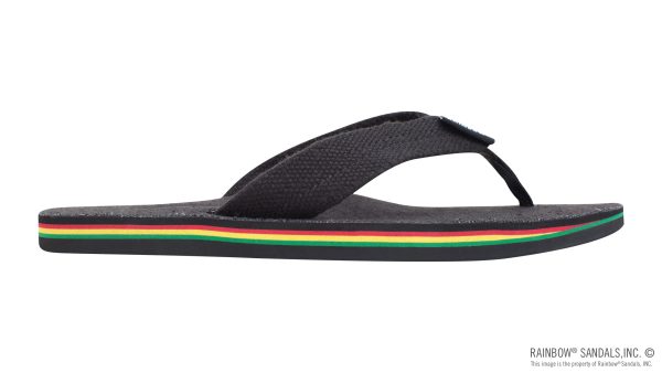The Rastafarian  Single Layer Black Hemp with Rasta Mid Sole and 1 Strap